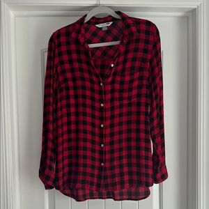 Old Navy Red and Black Plaid Button Down Shirt